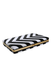 Dolce & Gabbana Black White Goat Leather Clutch