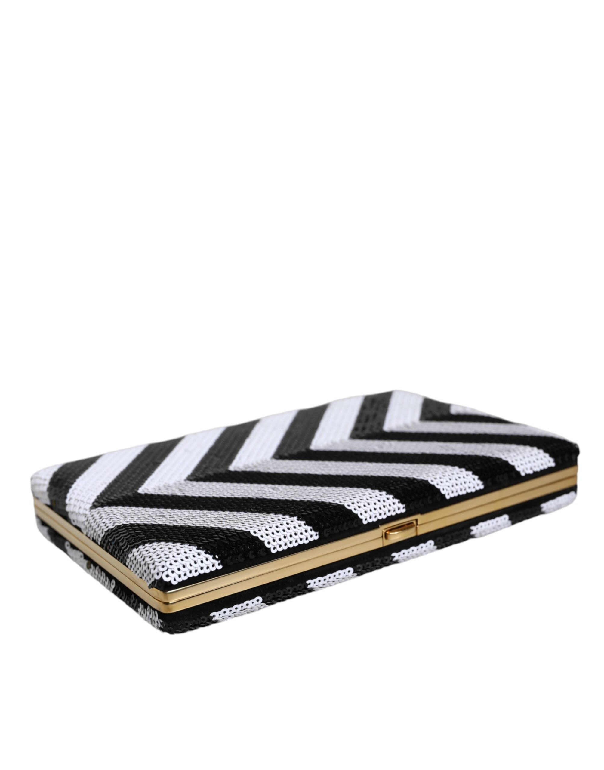 Dolce & Gabbana Black White Goat Leather Clutch