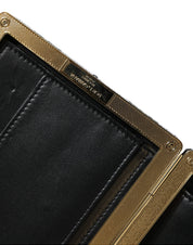 Dolce & Gabbana Black White Goat Leather Clutch