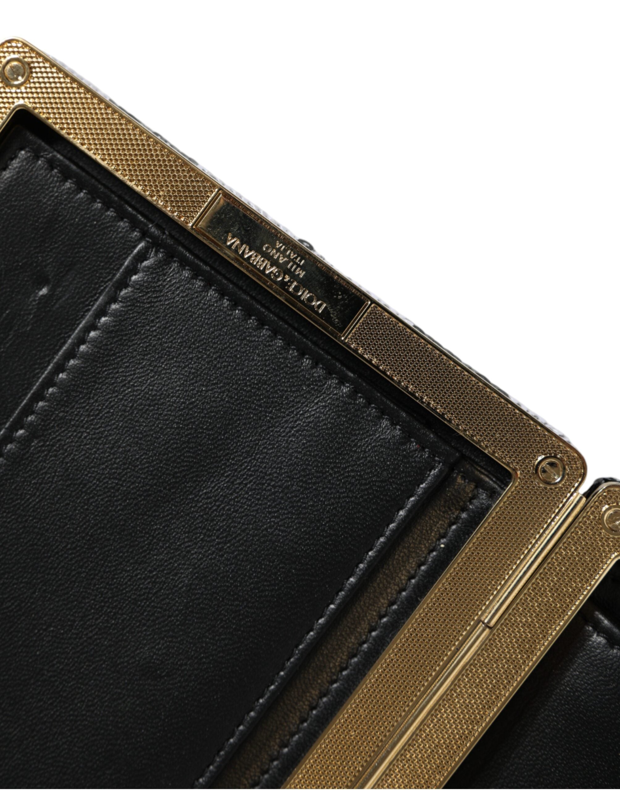 Dolce & Gabbana Black White Goat Leather Clutch