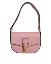 Versace Pink Grainy Calf Leather Crossbody Shoulder Bag