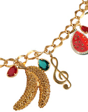 Gold Tone Brass Fruity Crystal Embellished Waist Chain Belt