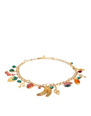 Gold Tone Brass Fruity Crystal Embellished Waist Chain Belt