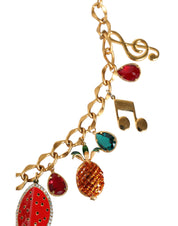 Gold Tone Brass Fruity Crystal Embellished Waist Chain Belt