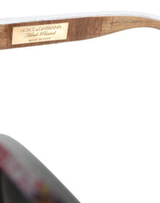Multicolor Wood Crystal Brass Frame Floral Hand Paint Sunglasses