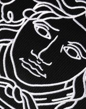 Svart Medusa Broderad Rund Halsad Tröja