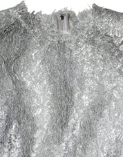 Silver Floral Lace Bodycon Sheath Midi Dress