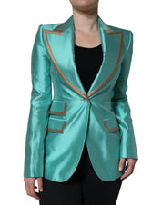 Metallic Green Single Breasted Blazer Jacket