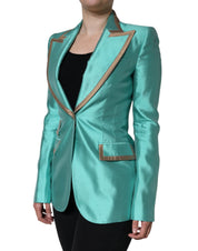 Metallic Green Single Breasted Blazer Jacket