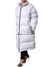 White Puffer Quilted Full Zip Coat Jacket