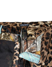 Multicolor Patchwork Jacquard High Waist Pants