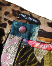 Multicolor Patchwork Jacquard High Waist Pants