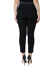Black Viscose High Waist Tapered Pants