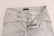 Gray Wash Cotton Slim Jeans