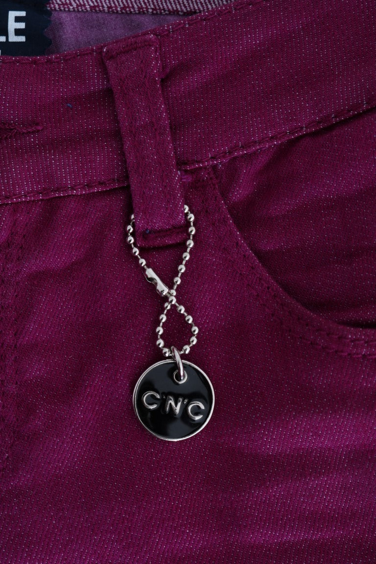 Lila stretchiga smala denimjeans i bomull