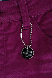 Lila stretchiga smala denimjeans i bomull