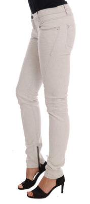 White Cotton Stretch Slim Jeans
