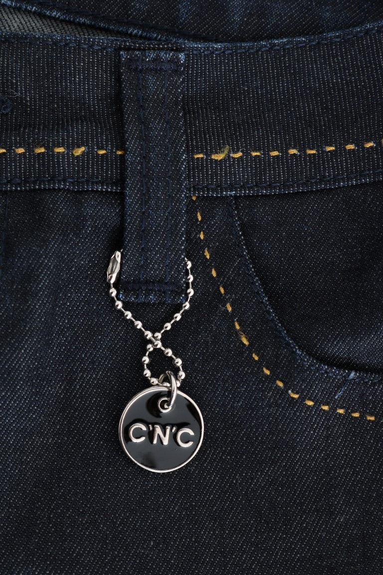 Blå bomullsstretchiga slim fit-jeans