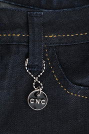 Blå bomullsstretchiga slim fit-jeans