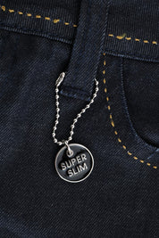 Blå bomullsstretchiga slim fit-jeans