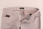 Beige bomulls slim fit jeans