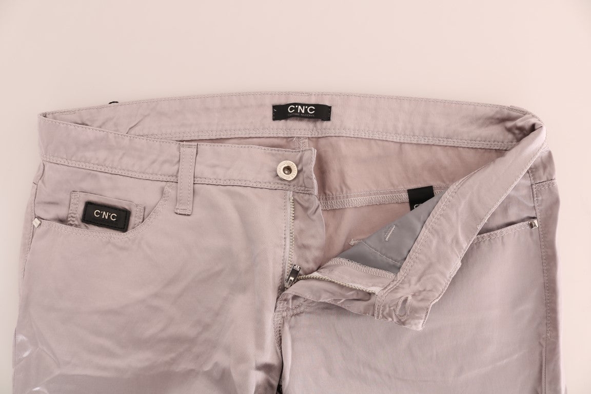 Beige bomulls slim fit jeans