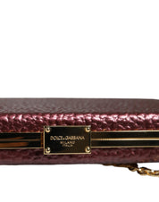 Dolce & Gabbana Maroon Leather Clutch Evening Crossbody Bag