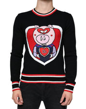 Black Cashmere Pig of the Year Pullover Sweater