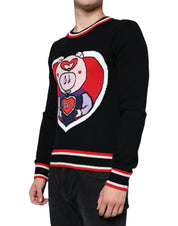 Black Cashmere Pig of the Year Pullover Sweater