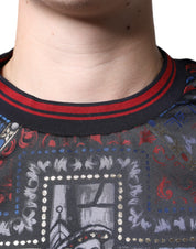 Multicolor Jacquard Crew Neck Sweatshirt Sweater