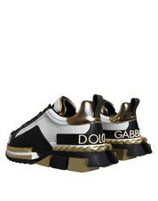 White Gold Black Leather SUPER KING Sneakers Shoes