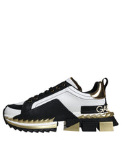 White Gold Black Leather SUPER KING Sneakers Shoes