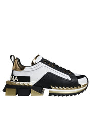 White Gold Black Leather SUPER KING Sneakers Shoes