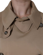 Khaki Double Breasted Trench Coat Jacket