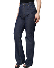 Dark Blue Cotton Stretch Straight Denim Jeans