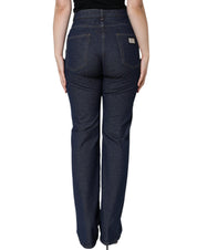 Dark Blue Cotton Stretch Straight Denim Jeans