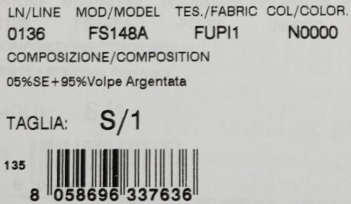 Svart silverfärgad rävpälshalsduk