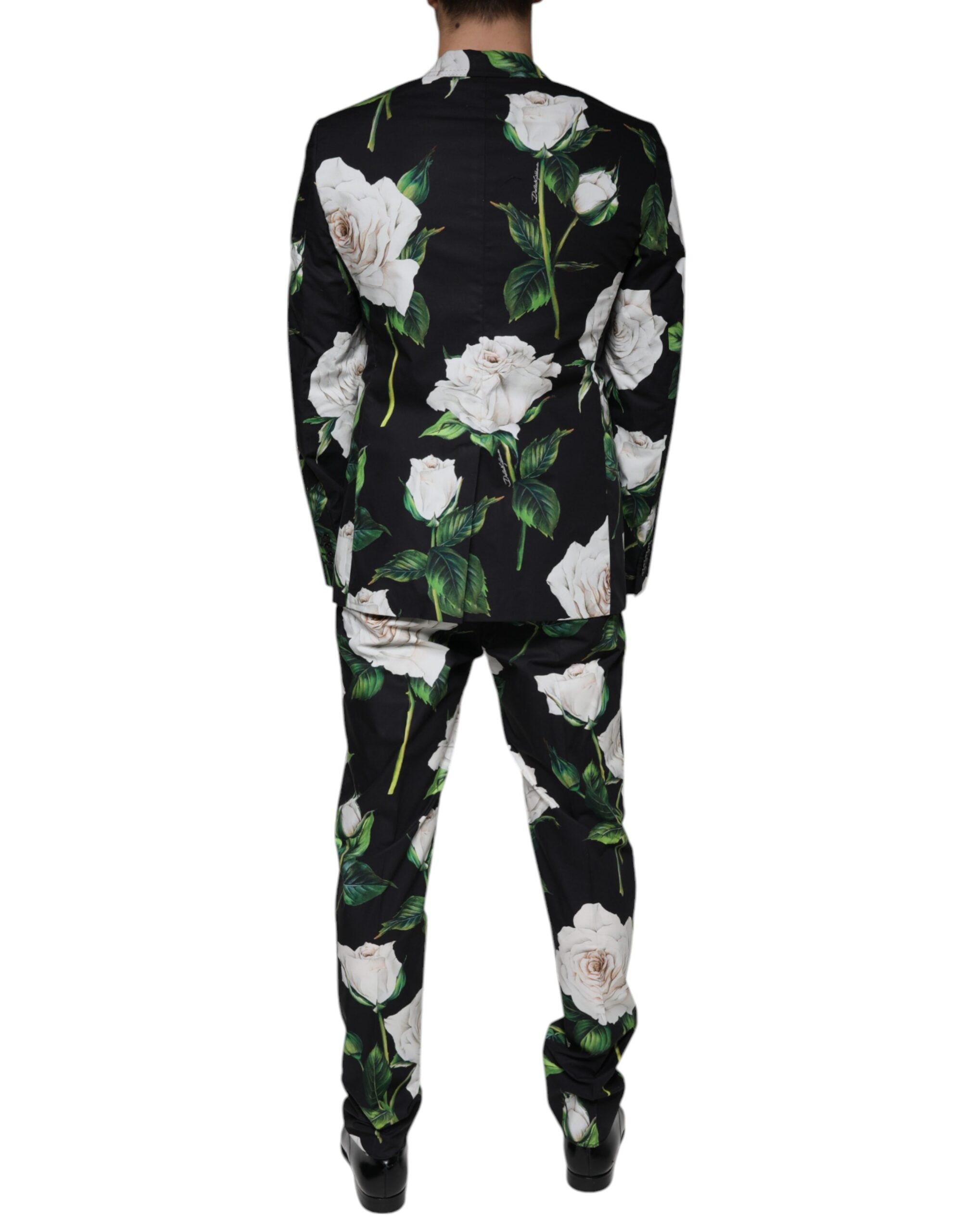 Svart rosé bomull herrkostym i två delar