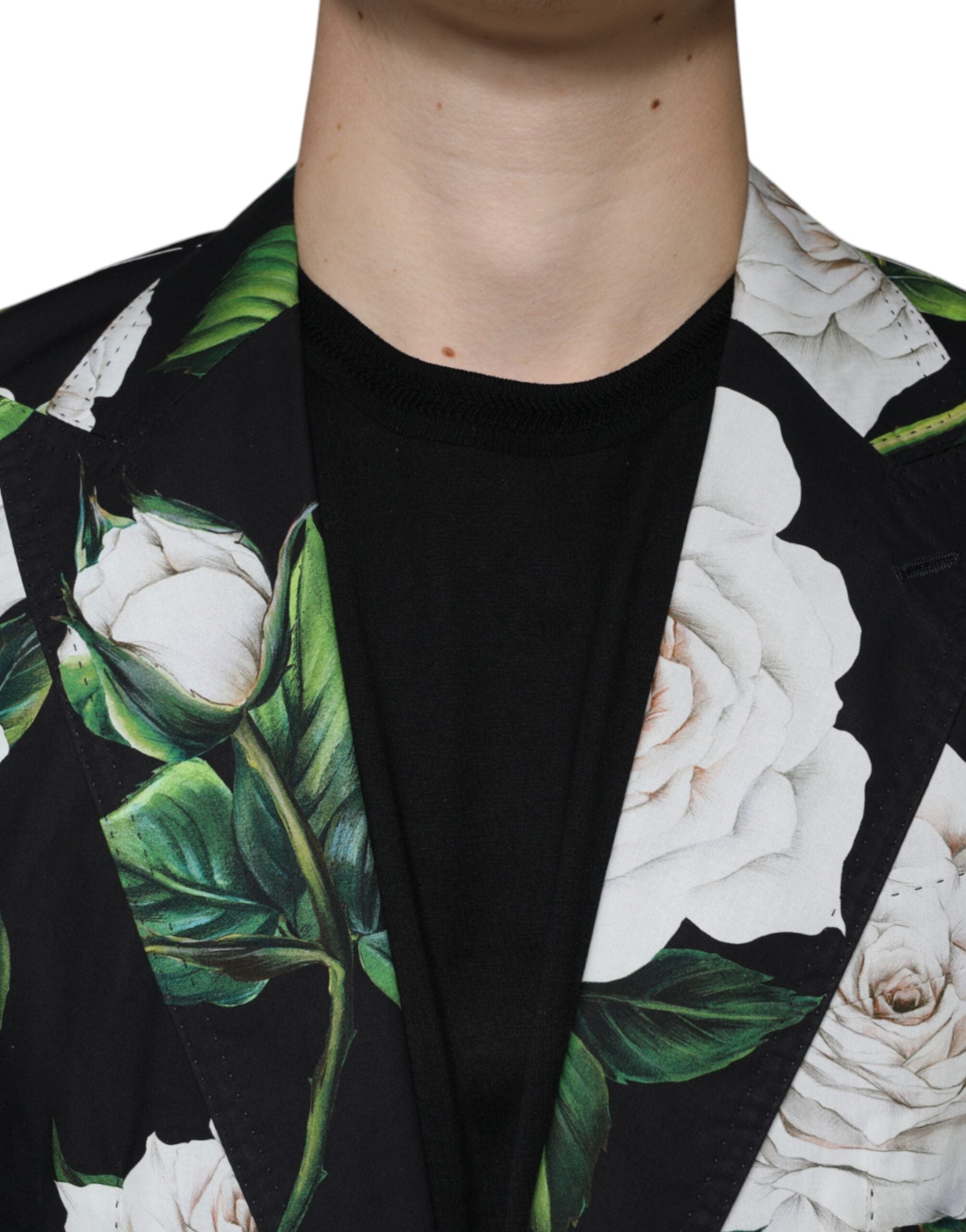 Svart rosé bomull herrkostym i två delar