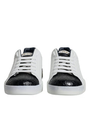 Dolce & Gabbana Black and White Calfskin Portofino Sneakers
