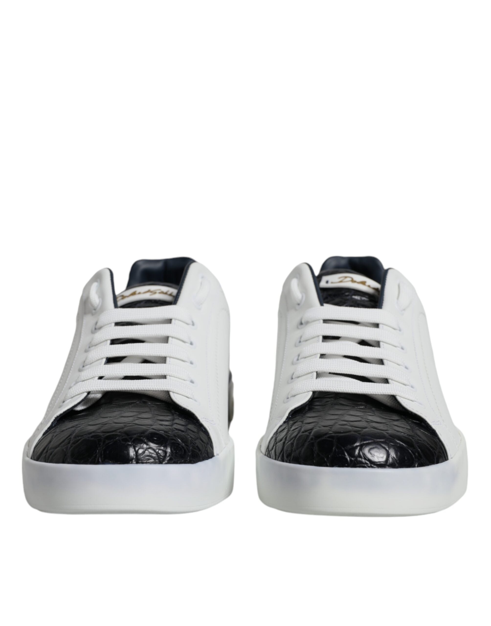 Dolce & Gabbana Black and White Calfskin Portofino Sneakers