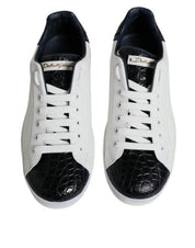 Dolce & Gabbana Black and White Calfskin Portofino Sneakers