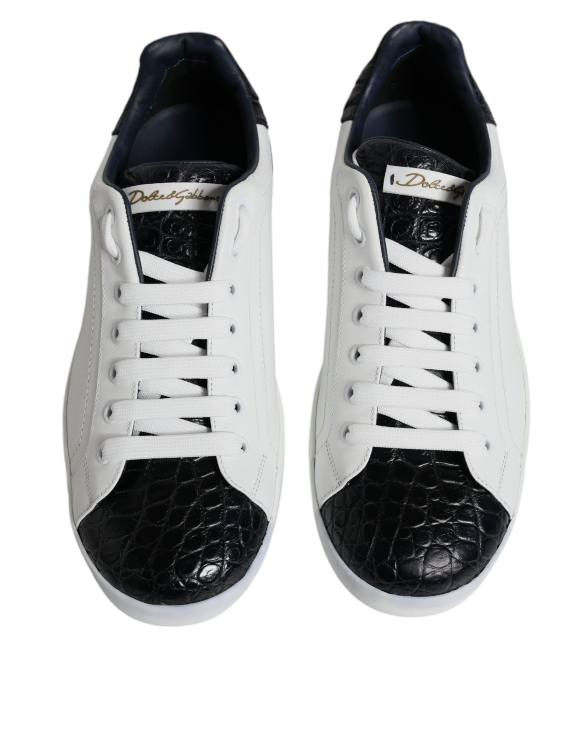 Dolce & Gabbana Black and White Calfskin Portofino Sneakers
