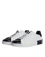 Dolce & Gabbana Black and White Calfskin Portofino Sneakers