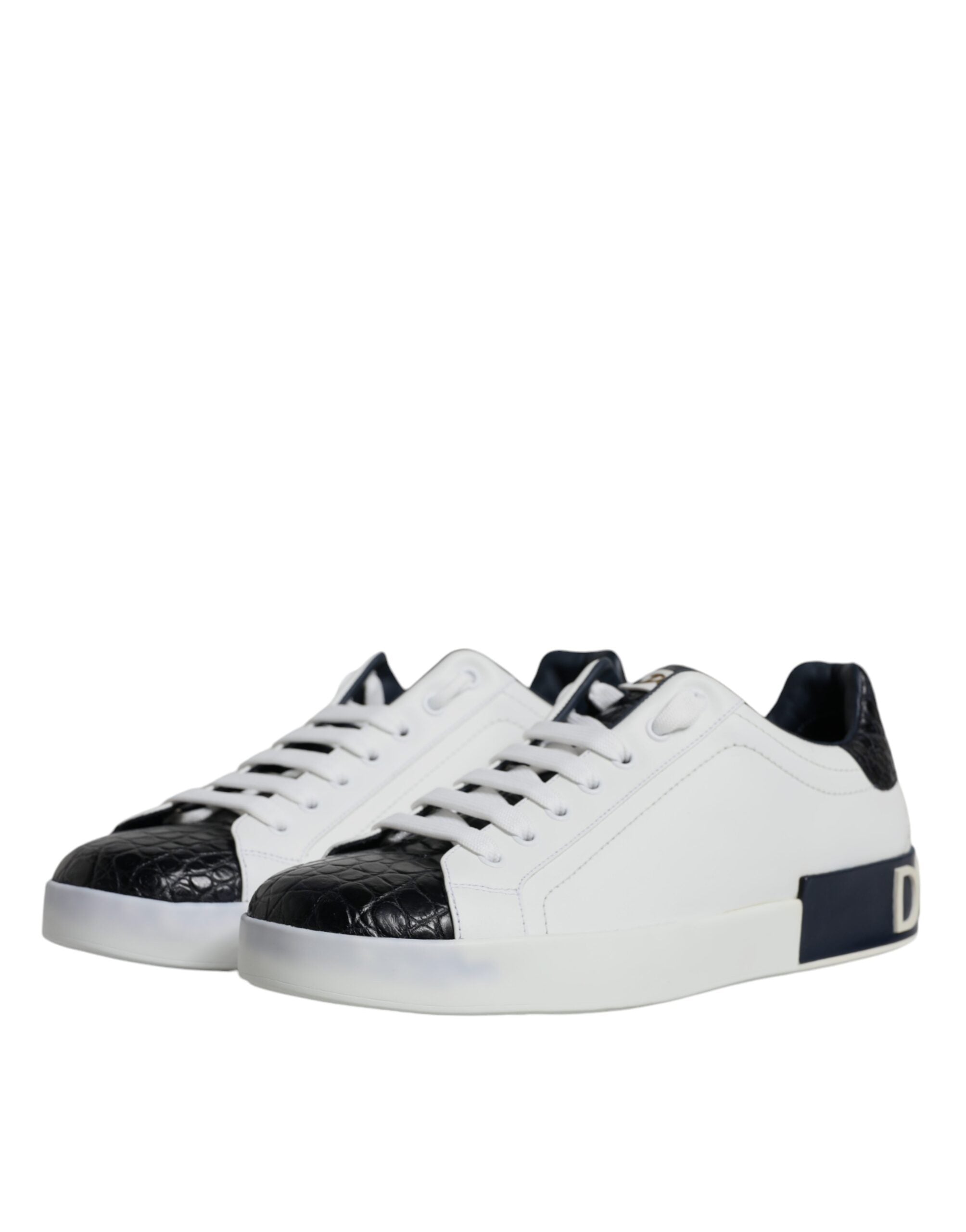Dolce & Gabbana Black and White Calfskin Portofino Sneakers