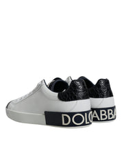 Dolce & Gabbana Black and White Calfskin Portofino Sneakers