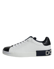 Dolce & Gabbana Black and White Calfskin Portofino Sneakers