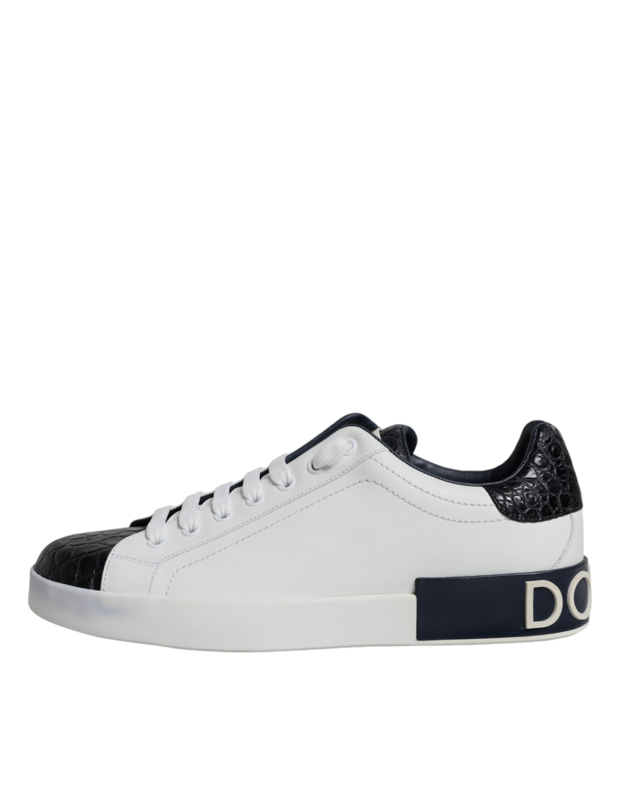Dolce & Gabbana Black and White Calfskin Portofino Sneakers