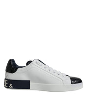 Dolce & Gabbana Black and White Calfskin Portofino Sneakers