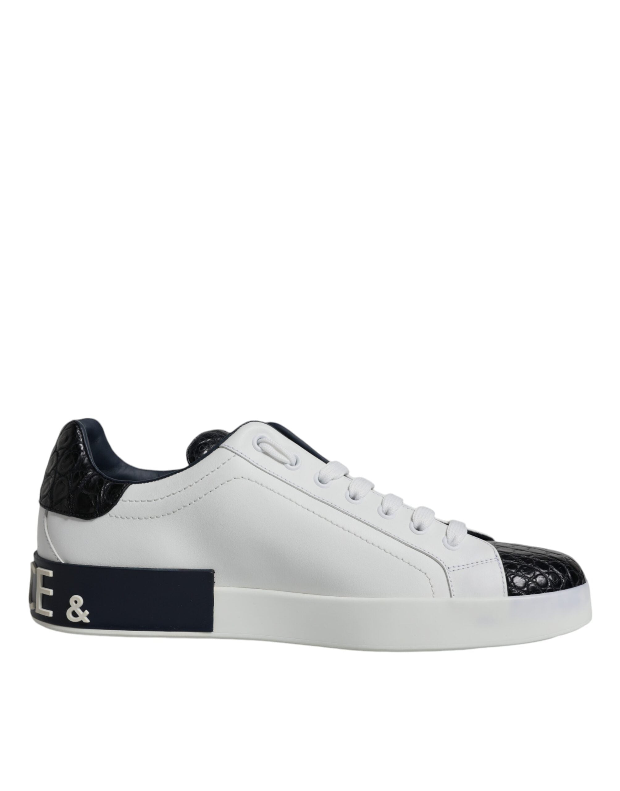 Dolce & Gabbana Black and White Calfskin Portofino Sneakers